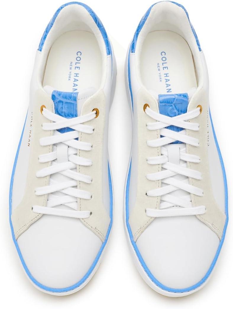 image:imageCole Haan Womens Grandpro Topspin Court SneakerWhite LeatherAzure Blue Crocodile Print Leather