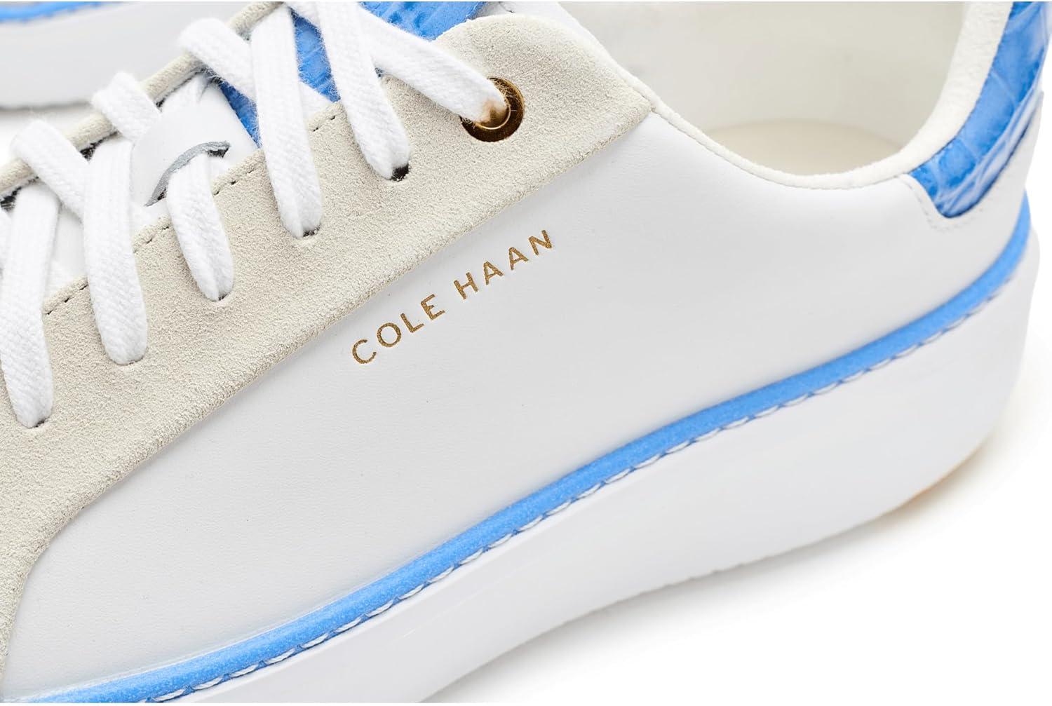 image:imageCole Haan Womens Grandpro Topspin Court SneakerWhite LeatherAzure Blue Crocodile Print Leather
