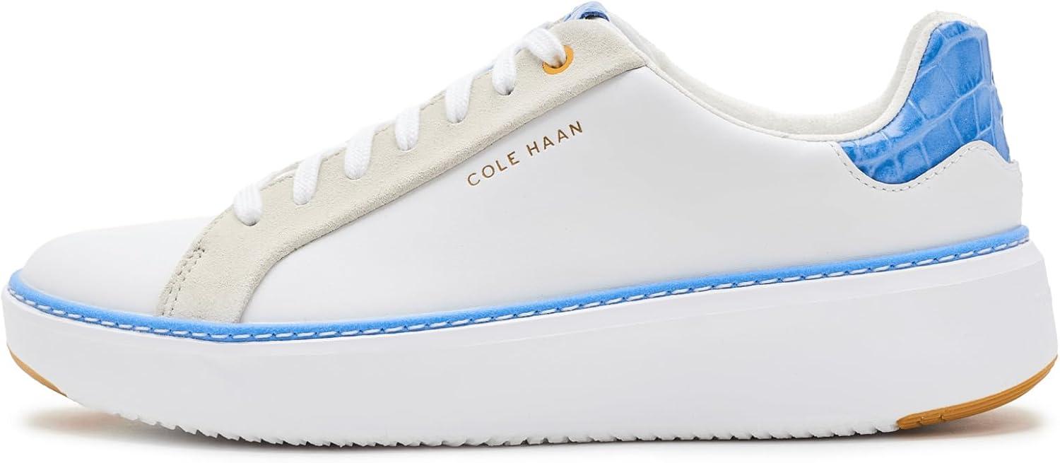 image:imageCole Haan Womens Grandpro Topspin Court SneakerWhite LeatherAzure Blue Crocodile Print Leather
