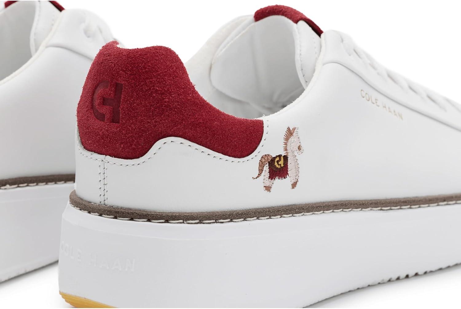 image:imageCole Haan Womens Grandpro Topspin Court SneakerWhiteRio Red Suede