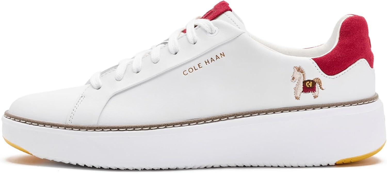 image:imageCole Haan Womens Grandpro Topspin Court SneakerWhiteRio Red Suede