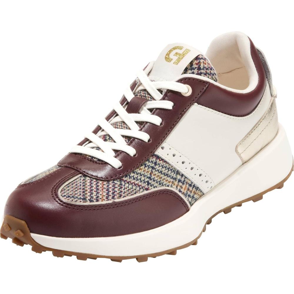 image:imageCole Haan Womens Grand Crosscourt Meadow RunnerMini Plaid TextileIvoryMadeira BrownSoft GoldIvory