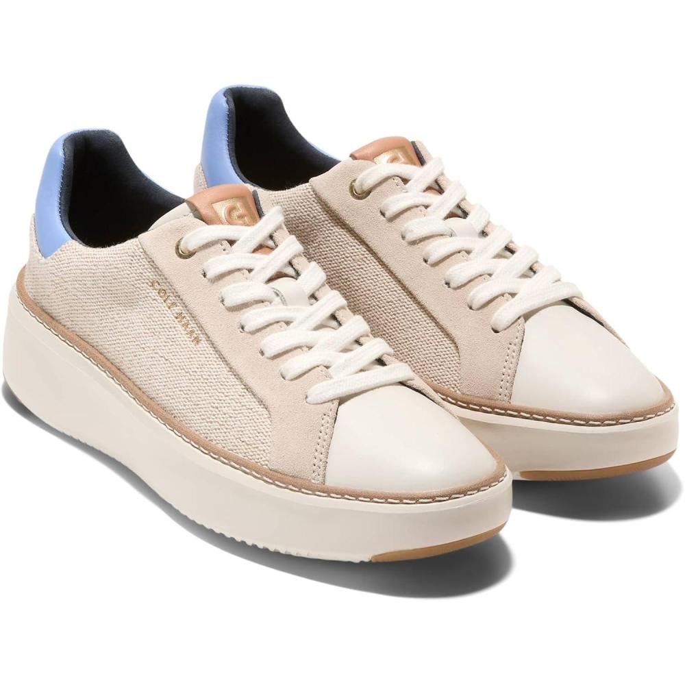image:imageCole Haan Womens Grandpro Topspin Court SneakerNatural CanvasIvoryVista Blue