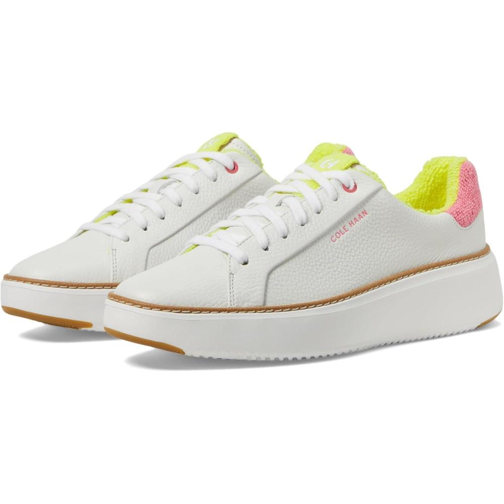 image:imageCole Haan Womens Grandpro Topspin Court SneakerOptic White Tumbled LeatherCamelia Rose Terry