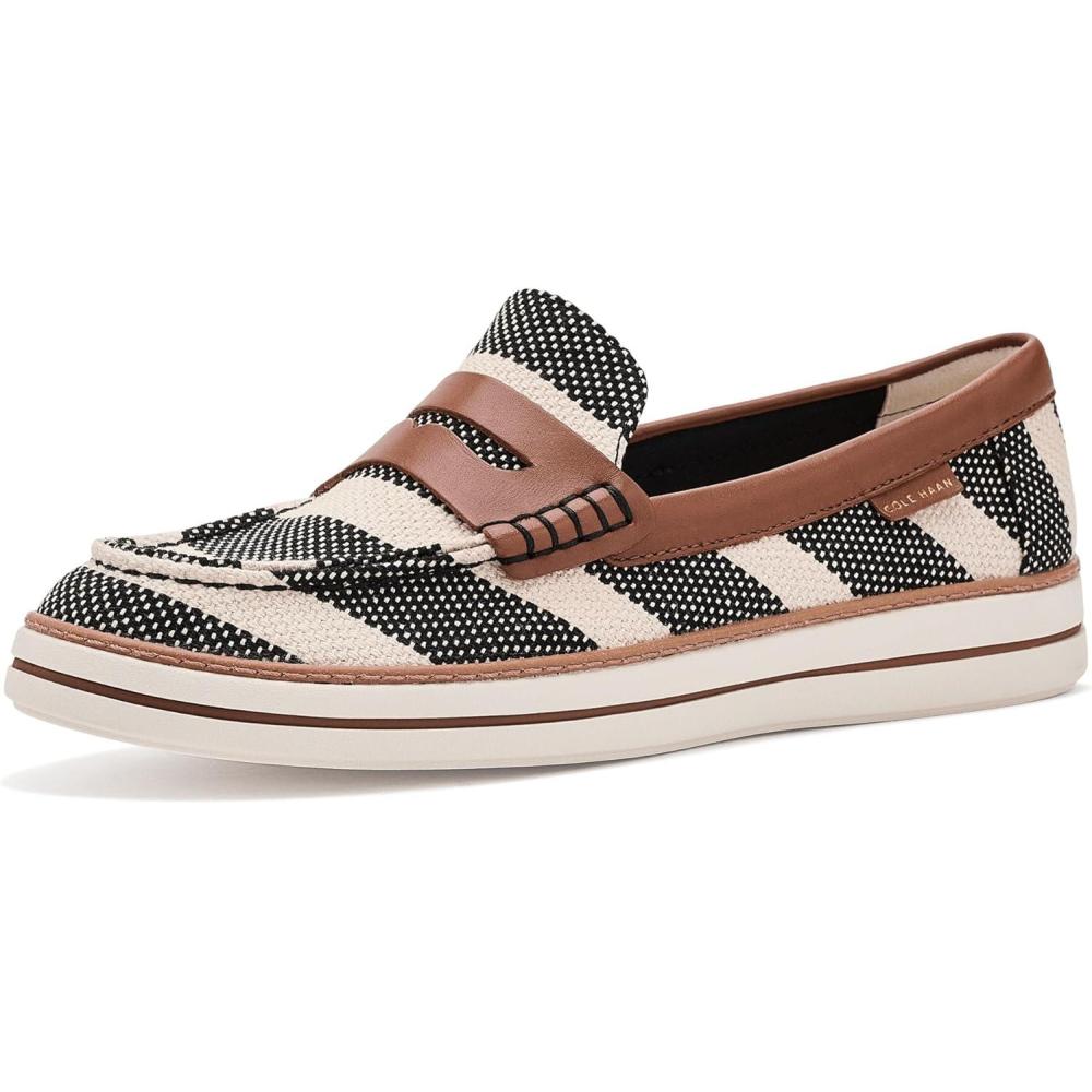 image:imageCole Haan Womens Pinch LongWeekenderBlack Natural Stripe CanvasBritish Tan Leather