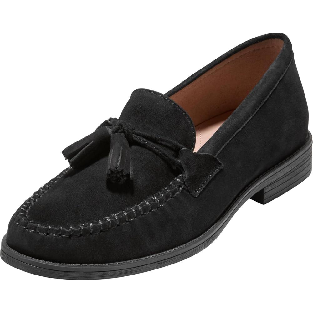 image:imageCole Haan Womens Stassi Soft Tassel LoafersBlack Suede