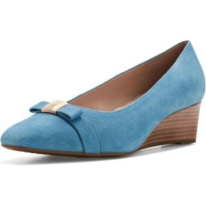 Cole Haan Women’s Go-to Malta Bow Wedges(Provincial Blue Suede)