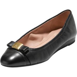 Cole Haan Women’s Go-to Tova Bow Ballet Flat(Black Leather)