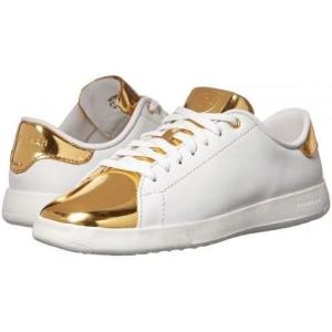 Cole Haan Women’s GrandPro Tennis Leather Lace OX Fashion Sneaker(White/Gold/White)