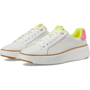 Cole Haan Women’s Grandpro Topspin Court Sneaker(Optic White Tumbled Leather/Camelia Rose Terry)