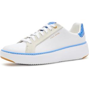 Cole Haan Women’s Grandpro Topspin Court Sneaker(White Leather/Azure Blue Crocodile Print Leather)