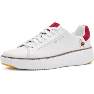 Cole Haan Women’s Grandpro Topspin Court Sneaker(White/Rio Red Suede)