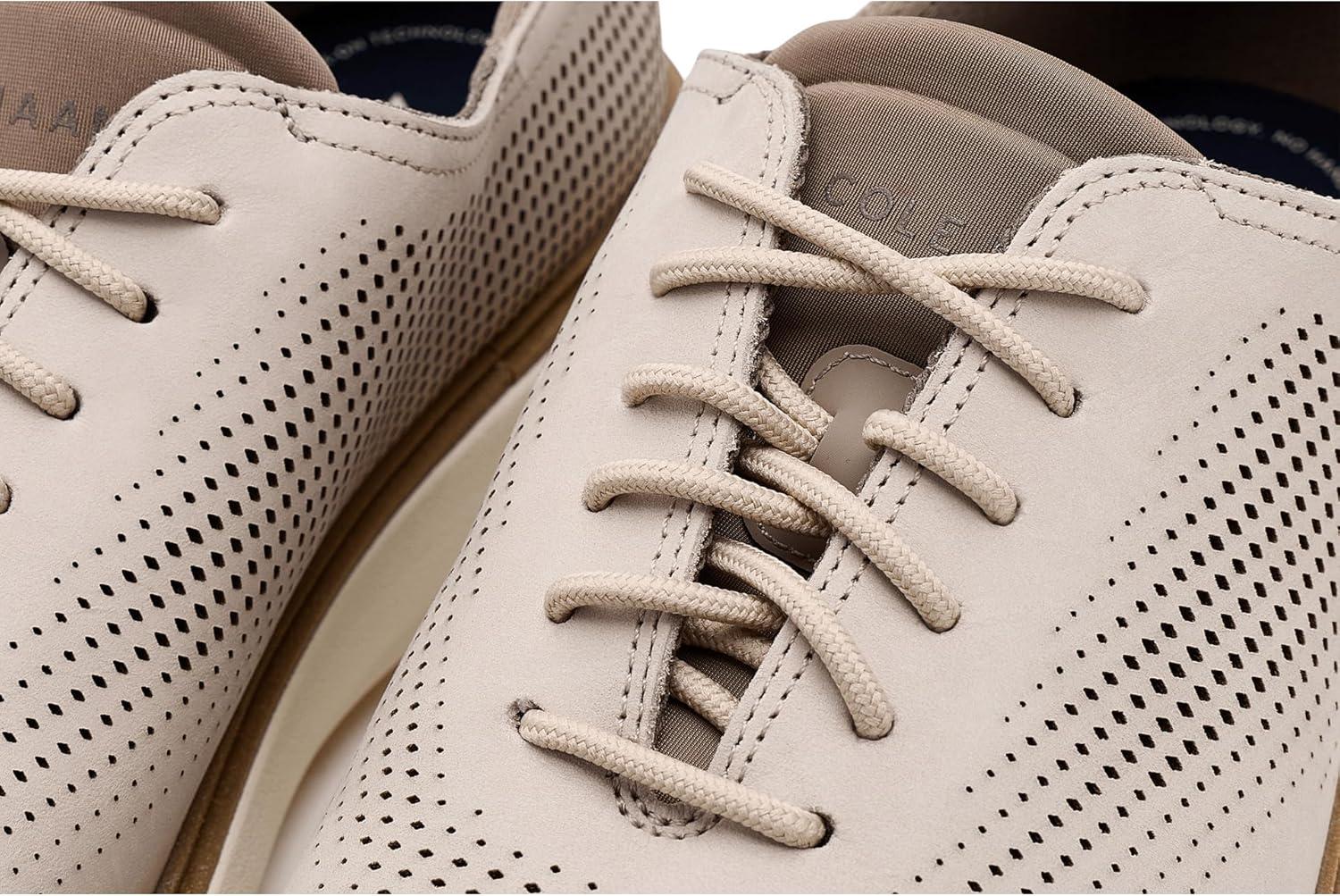 image:imageCole Haan Mens Grand Phaze QuickOn Laser Cut OxfordOxford Tan NubuckNavy BlazerIvory