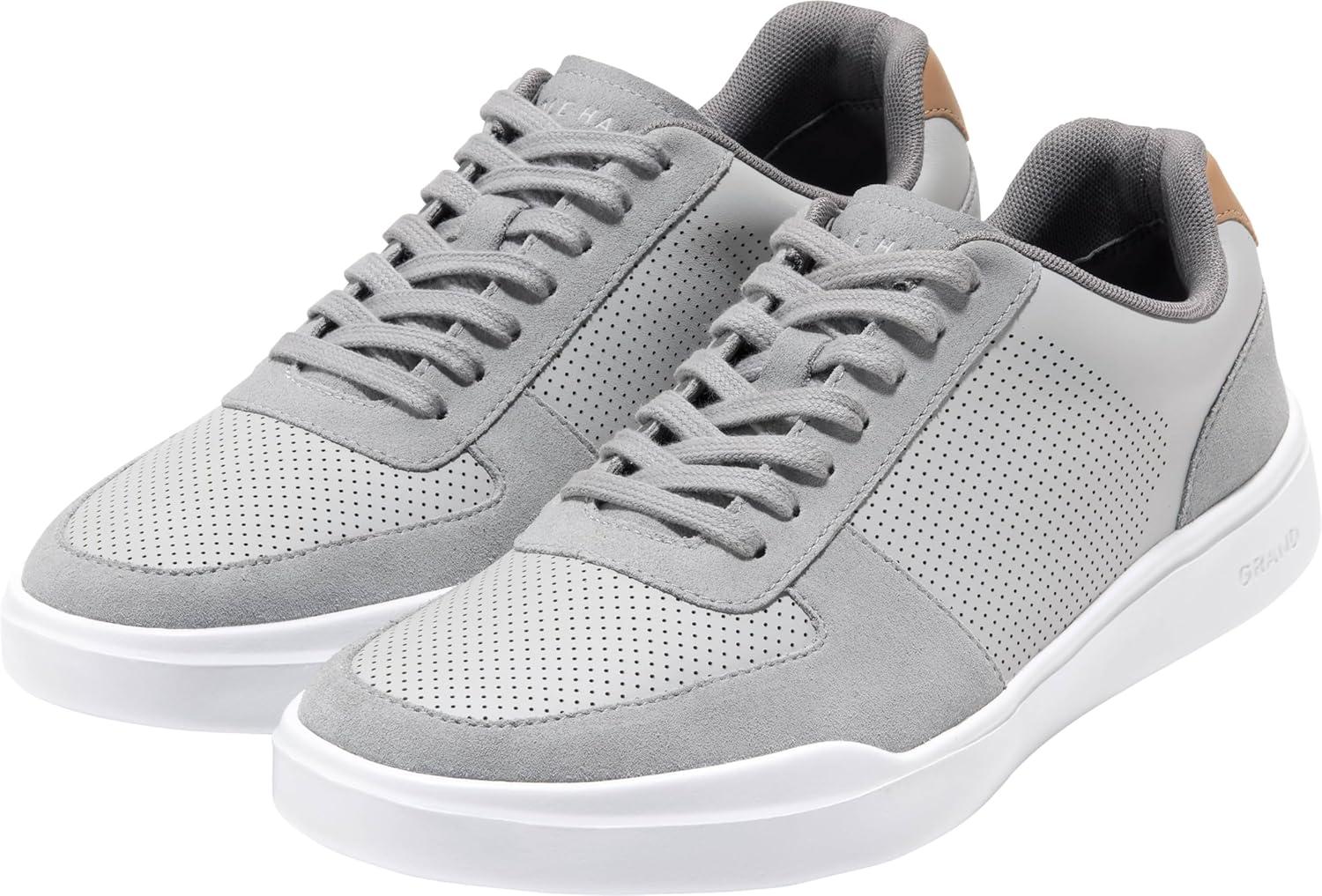 image:imageCole Haan Mens Grand Crosscourt Modern Perforated SneakersUltimate GrayOyster MushroomOptic White