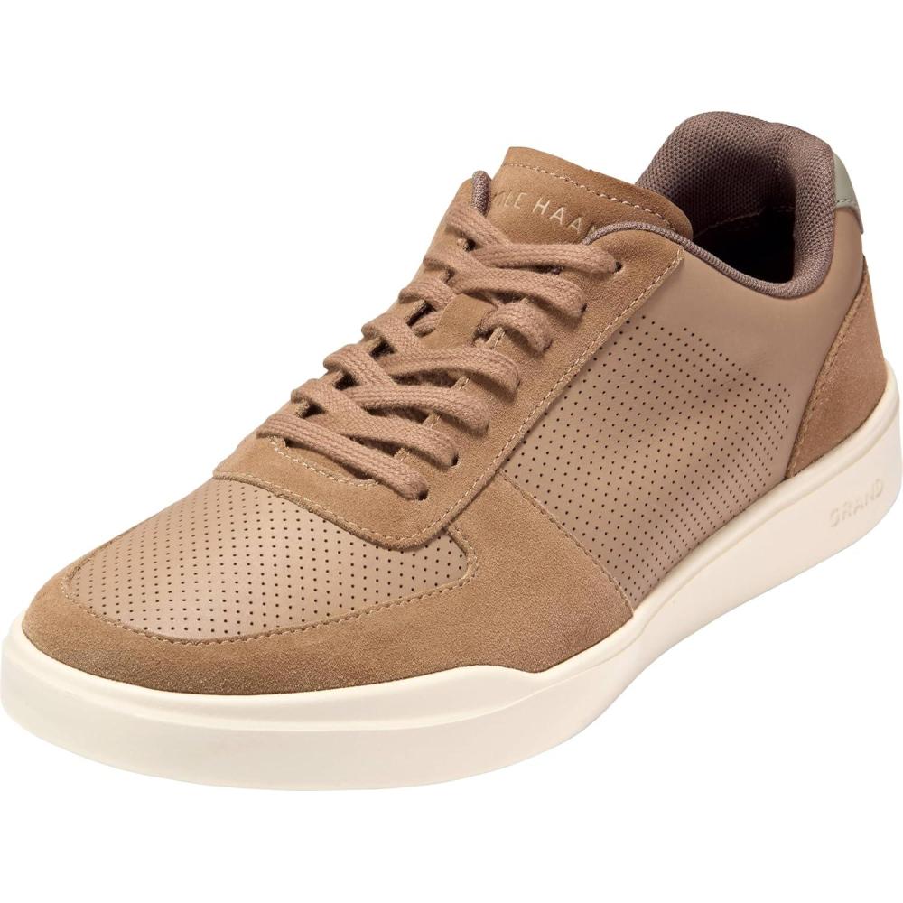 image:imageCole Haan Mens Grand Crosscourt Modern Perforated SneakersLight WhiskeySeagrassIvory
