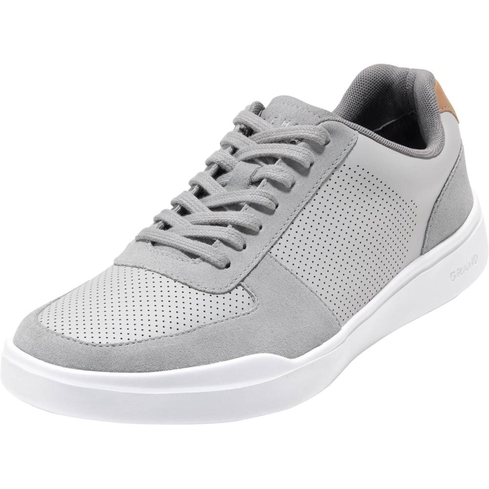 image:imageCole Haan Mens Grand Crosscourt Modern Perforated SneakersUltimate GrayOyster MushroomOptic White